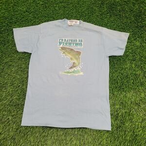 Vintage 1978 Rather Be Trout Fishing Shirt S/M 19x26 USA Made